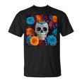 Tête De Mort Mexicaine Dia De Muertos Jour Des Morts Floral T-Shirt