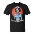 Trick Or Treatment Halloween Nurse Skeleton Ghost T-Shirt