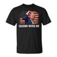 Trump Shot Legends Never Die 2024 Us Flag Vintage T-Shirt