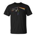 Vintage Cat Lover Dad Cat Mom Prism Rainbow Light Rock Music T-Shirt