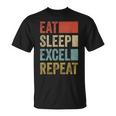 Vintage Retro Mangiare Sonno Excel Ripetere Regalo Divertente Excel Maglietta