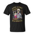 Weird Science Skeleton Halloween Teachers Brew Knowledge T-Shirt