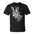 Zebra Portrait Drawing Wildlife Animal Print Nature Motif T-Shirt