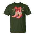 Merry And Bright Cowgirl Boot Christmas Western Cowboy T-Shirt