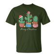 Merry Christmas Cactus Tree Lights Cactus Lover Xmas T-Shirt