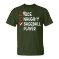 Nice Naughty Baseball Player Christmas List Santa Xmas T-Shirt