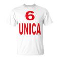 6 Unica Maglia Bianca Scritta Rossa Maglietta