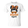 Bears Girl Retro Messy Bun Sports Fan Team Spirit T-Shirt