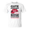 Cheeky Lips Gute Mädchen Böse Mädchen Spruch Gray T-Shirt