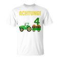 Children's 4Th Birthday Achtung Ich Bin Schon 4 Jahre Tractor Tractor T-Shirt