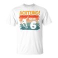 Children's Achtung Ich Bin 6 Jahre Skateboard Skateboarder Skater T-Shirt