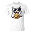 Donna Alla Moda Per Hamburger E Cheeseburger Con Collo A Maglietta