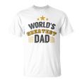Donna World's Greatest Dad Happy Father's Day Dad Graphic Con Collo A Maglietta