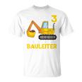 Kinder Endlich 3 Jetzt Bin Ich Der Bauleiter Geburtstagskind Digger T-Shirt