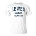 Lewes Delaware Deintage-Sportdesign Marineblau-Druck T-Shirt