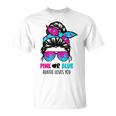 Messy Bun Pink Or Blue Auntie Loves You Gender Reveal T-Shirt
