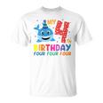 Niños My 4Th Birthday Diseño De Tiburón Para Niños Camiseta unisex