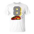 Niños Tengo 8 Años De Edad Coche De Carreras Niños Tripulación 8Th Birthday Race Camiseta unisex