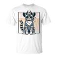 Pink Cowboy Cat Country Western Cottagecore Pink Cowgirl T-Shirt