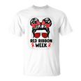 Red Ribbon Week Messy Bun Red Ribbon Week Awareness T-Shirt Red Ribbon Week Messy Bun Red Ribbon Week Awareness T-Shirt
