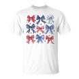 Retro 4Th Of July Coquette Bows American Flag Usa Patriotic T-Shirt