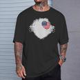 America Heart Usa Heart Chest American Flag T-Shirt Gifts for Him