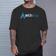 Arch Linux Lover Tagline Light E Logo Blu Maglietta Regalos para él