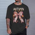 Autumn Girly Fall Bow Leaf Peeping Autumn Leaves Season T-Shirt Gifts for Him