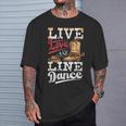 Cowboy Cowgirl Danza Camicia Live Love Line Dance Western Maglietta Regalos para él
