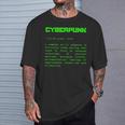 Cyberpunk Word Definition Cyberpunk Camiseta unisex Regalos para él