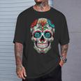 Dia De Los Muertos Decorative Mexican Head Sugar Skull T-Shirt Geschenke für Ihn