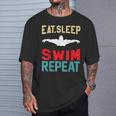 Divertente Giocatore Di Nuoto Con Scritta Eat Sleep Swim Repeat Nuotatore Maglietta Regalos para él