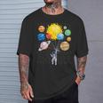 Divertido Astronauta Globo Espacial Planetas Ciencia Sistema Solar Camiseta unisex Regalos para él