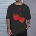 Donna Retro Cherry Red Aesthetic Cool Graphic Cherries Y2k Summer Con Collo A Maglietta Regalos para él