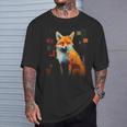 Fox Lover Opera D'arte Motivo Geometrico Animaleolpe Maglietta Regalos para él