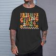 Friends Giving Crew Squad 2024 Cute Turkey Groovy Pie T-Shirt Gifts for Him