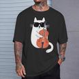 Gato Gracioso Con Gafas De Sol De Músico Contrabajo Camiseta unisex Regalos para él