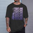 Girl Retro Taylor First Name Personalized Groovy 80'S Purple T-Shirt Gifts for Him