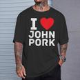 I Heart John Pork Divertente Genz Meme Maglietta Regalos para él