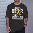 Ich Mag Bier Und Wrestling Und Mag 3 Leute Wrestler Coach T-Shirt Geschenke für Ihn