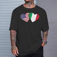 Italy Usa Flag Heart Italian American Love T-Shirt Gifts for Him