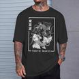 Japonés Koi Fish Blanco Negro Dibujado Minimalista Japón Arte Camiseta unisex Regalos para él