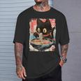 Kawaii Cat Eating Ramen Noodles Anime Girls Ns T-Shirt Gifts for Him