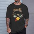 Leopard Print Thanksgiving Turkey Face Glasses Girls T-Shirt Gifts for Him