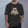 Libro Di Lettura Del Gatto Siamese Come Addestrare Il Tuo Umorismo Umoristico Maglietta Regalos para él