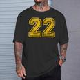Maglia 22 Giallo Distressedarsity Numero 22 Maglietta Regalos para él
