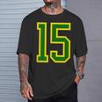 Número 15 Sporterde Amarillo Número 15 Camiseta unisex Regalos para él