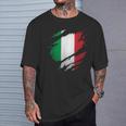 Proud Italian Italia Ripped Italian Flag T-Shirt Geschenke für Ihn