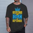 Queens Are Born In Septemberintage Style Maglietta Regalos para él