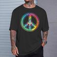 Segno Della Pace Tie Dye Colore Pastello Stile Hippy Retrò Maglietta Regalos para él